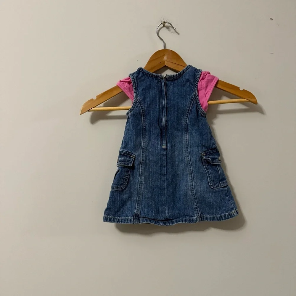 Vintage VTG Y2K 2003 Old Navy Baby Two Piece Pink Onsie Jean Dress Outfit